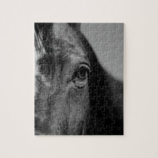 Black White Horse Eye Artwork Jigsaw Puzzle (Vertical)