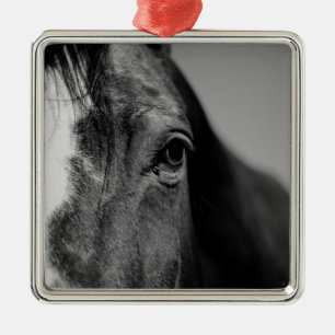Black White Horse Eye Artwork Metal Tree Decoration