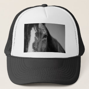 Black White Horse Eye Artwork Trucker Hat