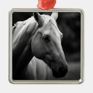 Black White Horse Metal Tree Decoration