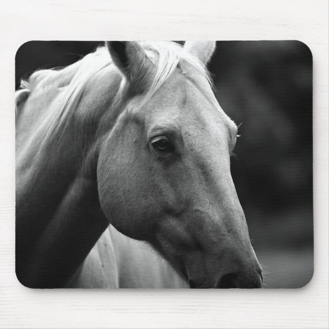 Black White Horse Mouse Mat (Front)