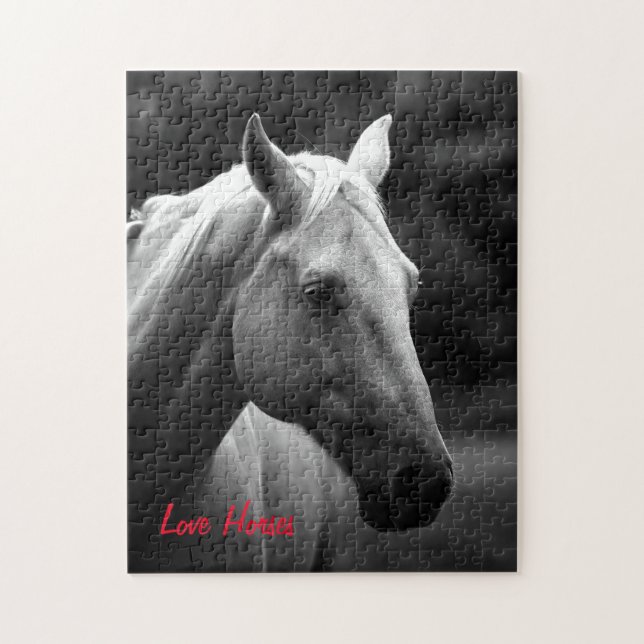 Black White Horse Photo - Animals Art Love Horses Jigsaw Puzzle (Vertical)
