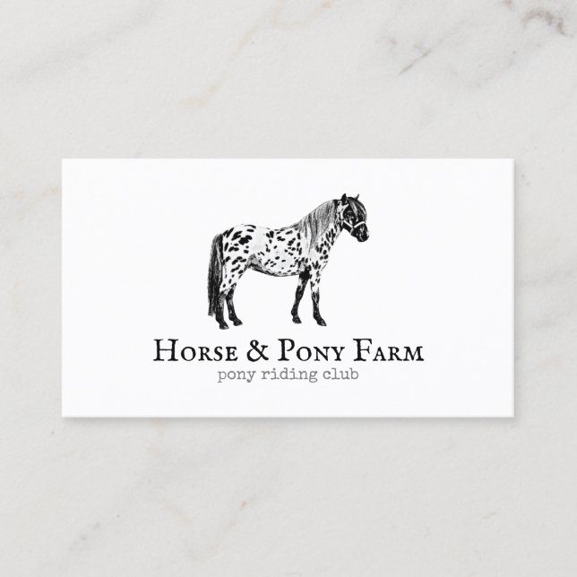 Black White Horse Pony Business Card (Front)