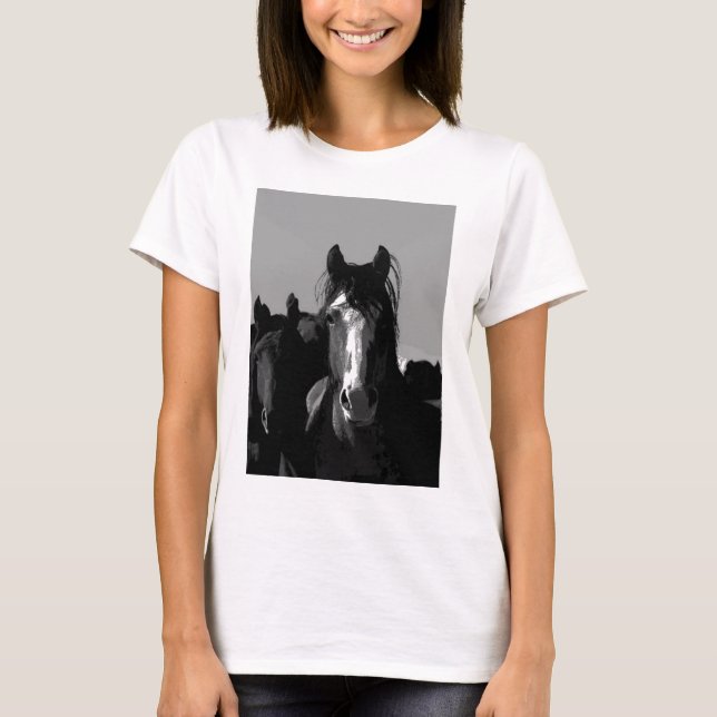 Black & White Horse Portrait T-Shirt (Front)