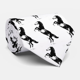 Black White Horse Rearing Tie
