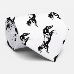 Black White Horse Rearing Tie