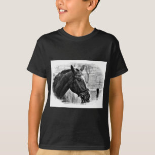 Black White Horse Sketch T-Shirt