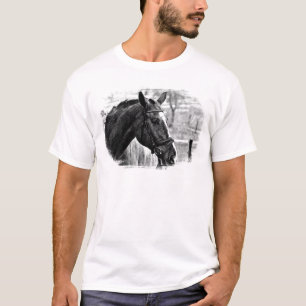 Black White Horse Sketch T-Shirt