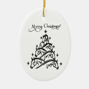 Black & White Horse Tree Ornament 