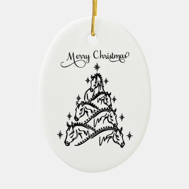 Black & White Horse Tree Ornament  (Front)