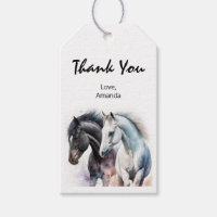 Black & White Horses in Watercolor