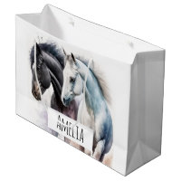 Black & White Horses in Watercolor