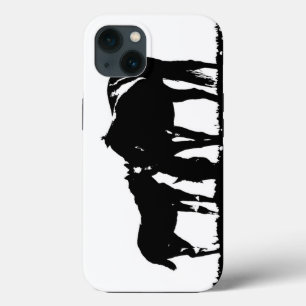 Black White Horses Silhouette iPhone 13 Case