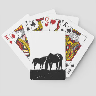 Black & White Horses Silhouette Playing Cards