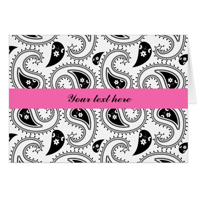 Black, White, Hot Pink Paisley Pattern (Front Horizontal)