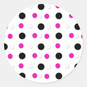 Black/White & Hot Pink Polka Dots Stickers