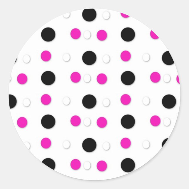 Black/White & Hot Pink Polka Dots Stickers (Front)