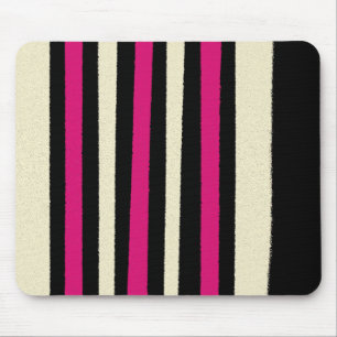 Black White Hot Pink Stripes Cool Simple Pattern Mouse Mat