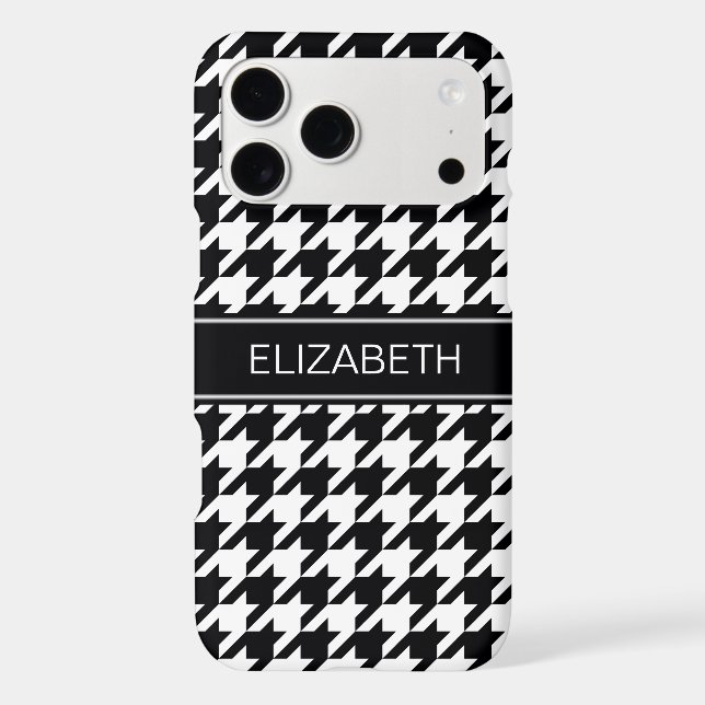Black White Houndstooth #2 Black Name Monogram (Back)