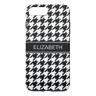 Black White Houndstooth #2 Black Name Monogram iPhone 8 Plus/7 Plus Case