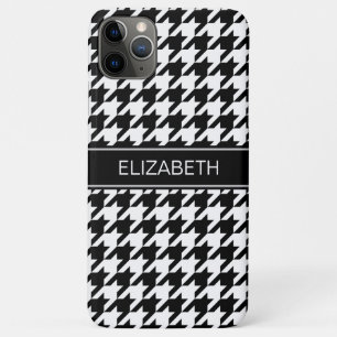 Black White Houndstooth #2 Black Name Monogram iPhone 11 Pro Max Case