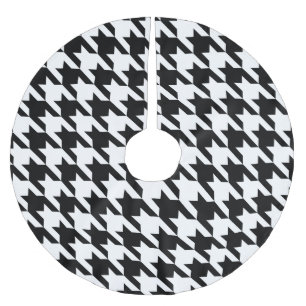 black white houndstooth brushed polyester tree skirt