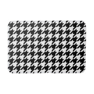 Black White Houndstooth Check Bath Mat