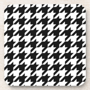 Black White Houndstooth Check Coaster