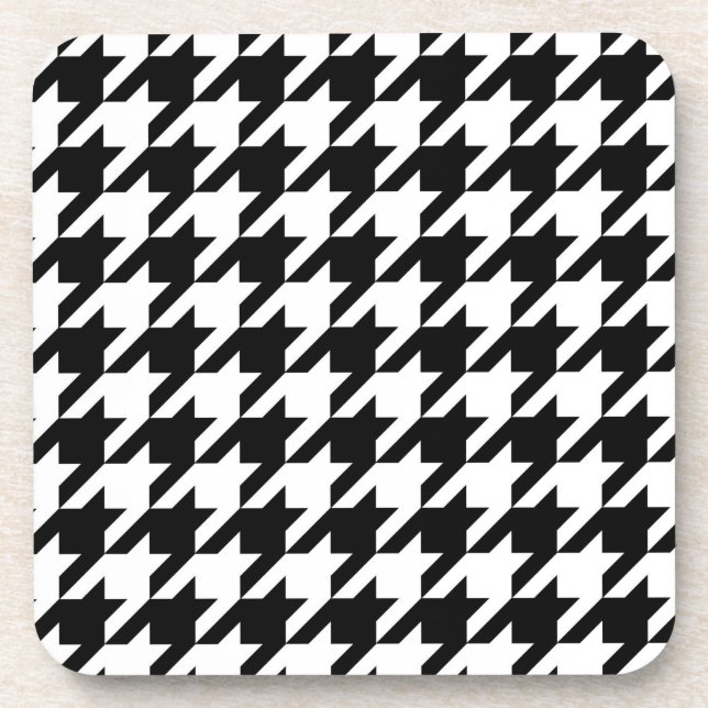 Black White Houndstooth Check Coaster (Front)