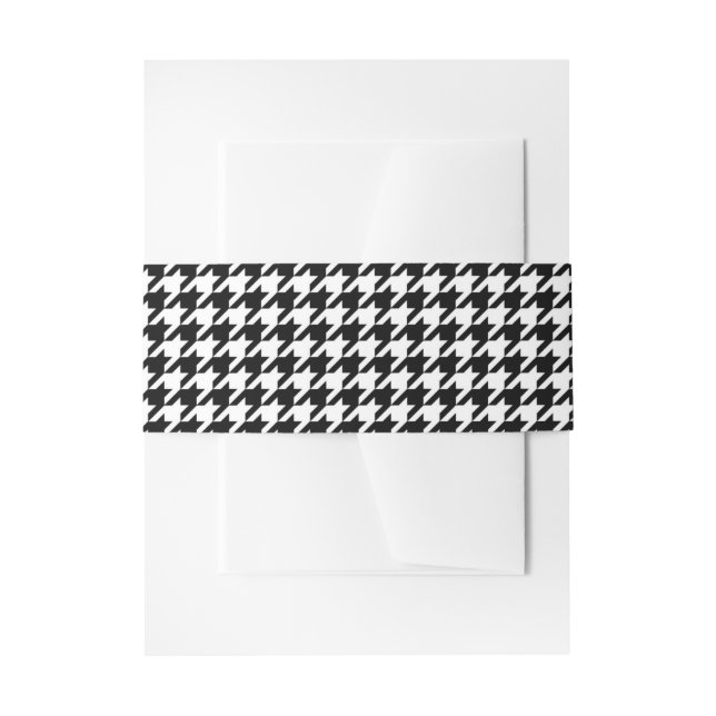 Black White Houndstooth Check Tissue Invitation Belly Band (Front Example)