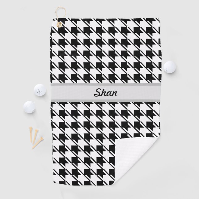 Black White Houndstooth  Golf Towel (InSitu)