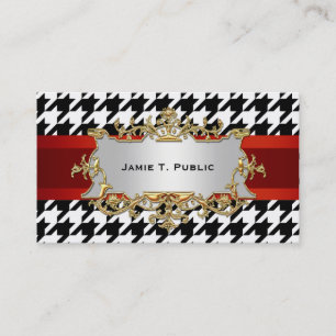 Black & White Houndstooth Pattern Business Card