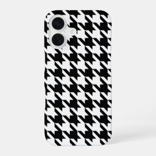 Black White Houndstooth Pattern iPhone 16 Case