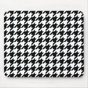 Black & White Houndstooth Pattern Mouse Mat