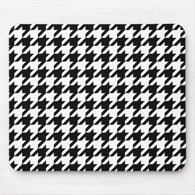 Black & White Houndstooth Pattern Mouse Mat (Front)