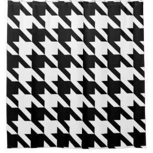 black white houndstooth shower curtain