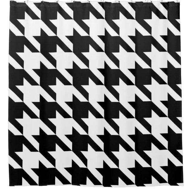 black white houndstooth shower curtain (Front)