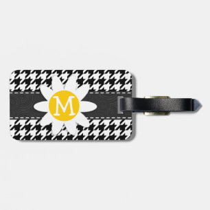 Black & White Houndstooth.; Spring Daisy Luggage Tag
