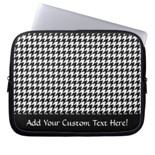 Black/White Houndstooth Stylish Fashion Designer Laptop Sleeve