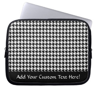 Black/White Houndstooth Stylish Fashion Designer Laptop Sleeve