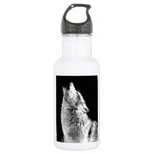 Black & White Howling Wolf 532 Ml Water Bottle