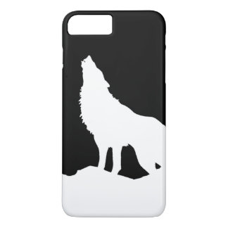 Black & White Howling Wolf Silhouette iPhone 8 Plus/7 Plus Case