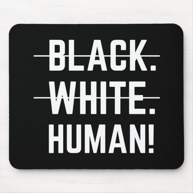 Black White Human Mouse Mat (Front)