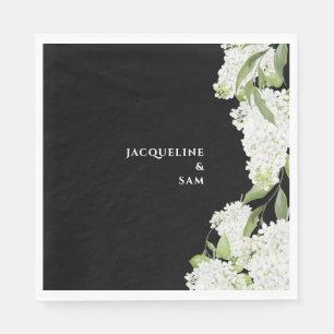 Black White Hydrangeas Wedding Napkin