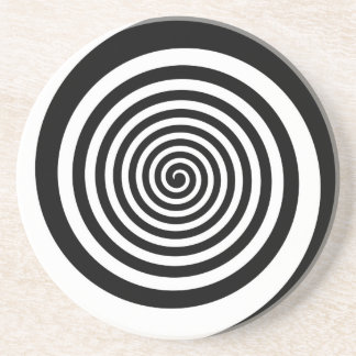 Black & White Hypnotic Spiral Coaster