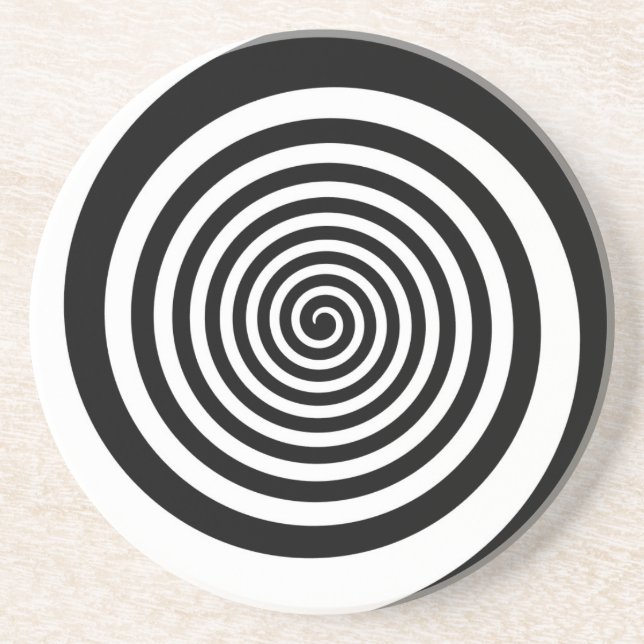 Black & White Hypnotic Spiral Coaster (Front)