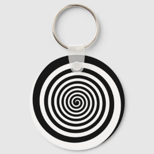 Black & White Hypnotic Spiral Key Ring