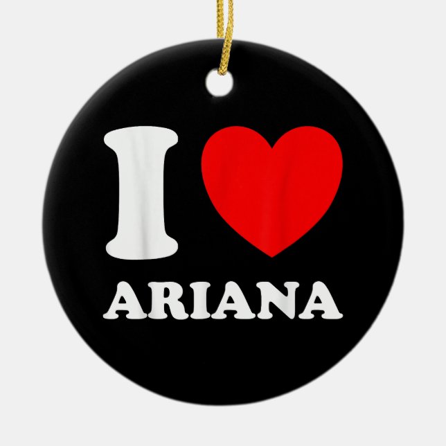 Black White I Love Ariana  Ceramic Tree Decoration (Front)