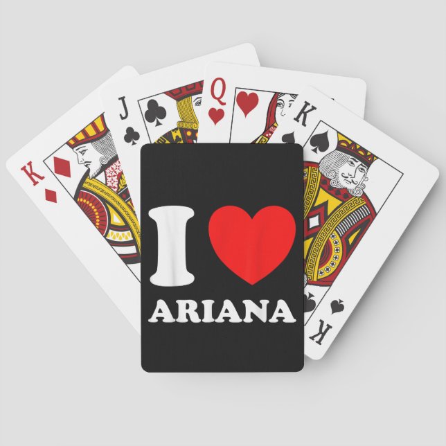 Black White I Love Ariana  Playing Cards (Back)