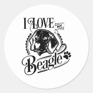 Black White I Love My Beagle Sticker